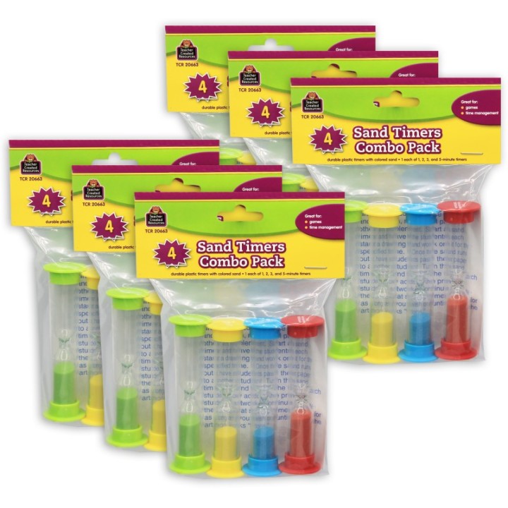 Teacher Created Resources® Small Sand Timers Combo Pack, 4 Per Pack, 6 Packs
