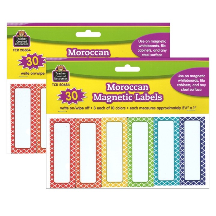 Teacher Created Resources® Moroccan Magnetic Labels, 30 Per Pack, 2 Packs