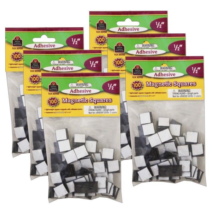Teacher Created Resources® Adhesive Magnetic Squares, 100 Per Pack, 6 Packs