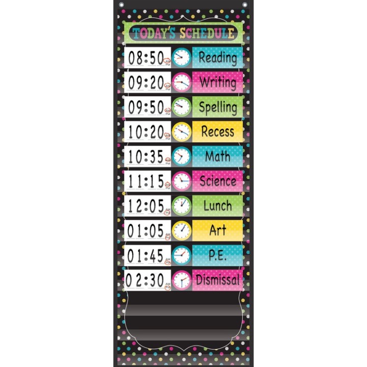 Teacher Created Resources® Chalkboard Brights 14 Pocket Daily Schedule Pocket Chart, 13" x 34"