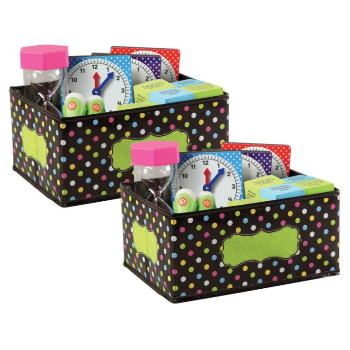 Teacher Created Resources® Chalkboard Brights Small Storage Bin, 8" x 11" x 5", Pack of 2