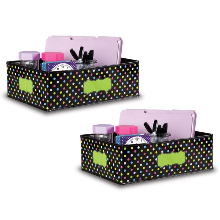 Teacher Created Resources® Chalkboard Brights Storage Bin, 16" x 11" x 5", Pack of 2