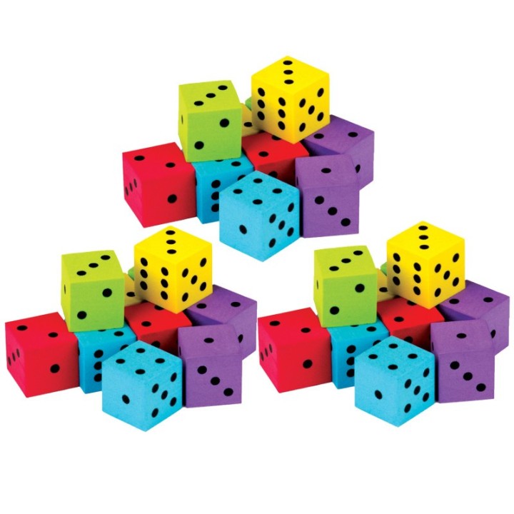 Teacher Created Resources® Foam Colorful Dice, 20 Per Pack, 3 Packs