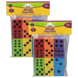 Teacher Created Resources® Foam Colorful Large Dice, 12 Per Pack, 2 Packs