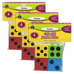 Teacher Created Resources® Foam Colorful Jumbo Dice, 4 Per Pack, 3 Packs