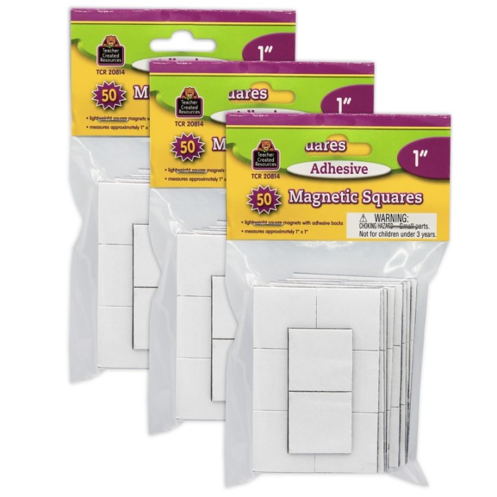 Teacher Created Resources® Adhesive Magnetic Squares, 1", 50 Per Pack, 3 Packs