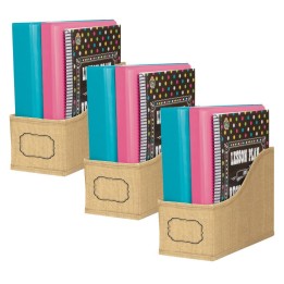 Teacher Created Resources® Burlap Design Book Bin, Pack of 3