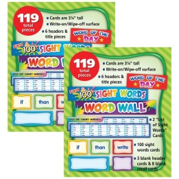 Teacher Created Resources® First 100 Sight Words Pocket Chart Cards, 119 Pieces Per Pack, 2 Packs