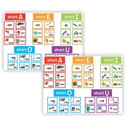 Teacher Created Resources® Short Vowels Pocket Chart Cards, 205 Pieces Per Pack, 2 Packs