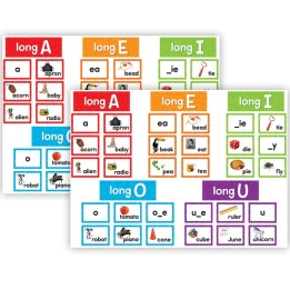 Teacher Created Resources® Long Vowels Pocket Chart Cards, 205 Pieces Per Pack, 2 Packs