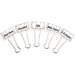 Teacher Created Resources® Confetti Binder Clips, Large, Classroom Management, Pack of 5