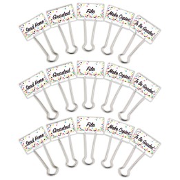 Teacher Created Resources® Confetti Large Binder Clips, Management, 5 Per Pack, 3 Packs