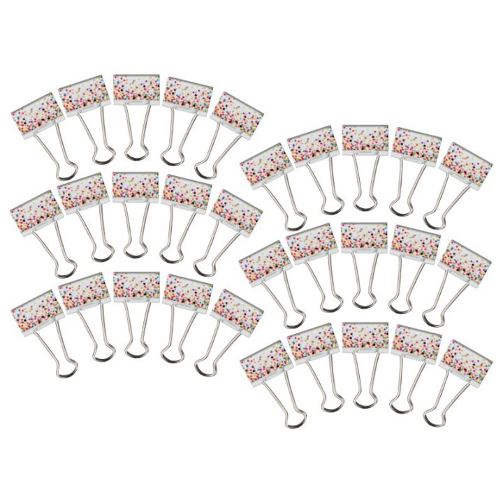Teacher Created Resources® Confetti Binder Clips, Medium, 8 Per Pack, 6 Packs