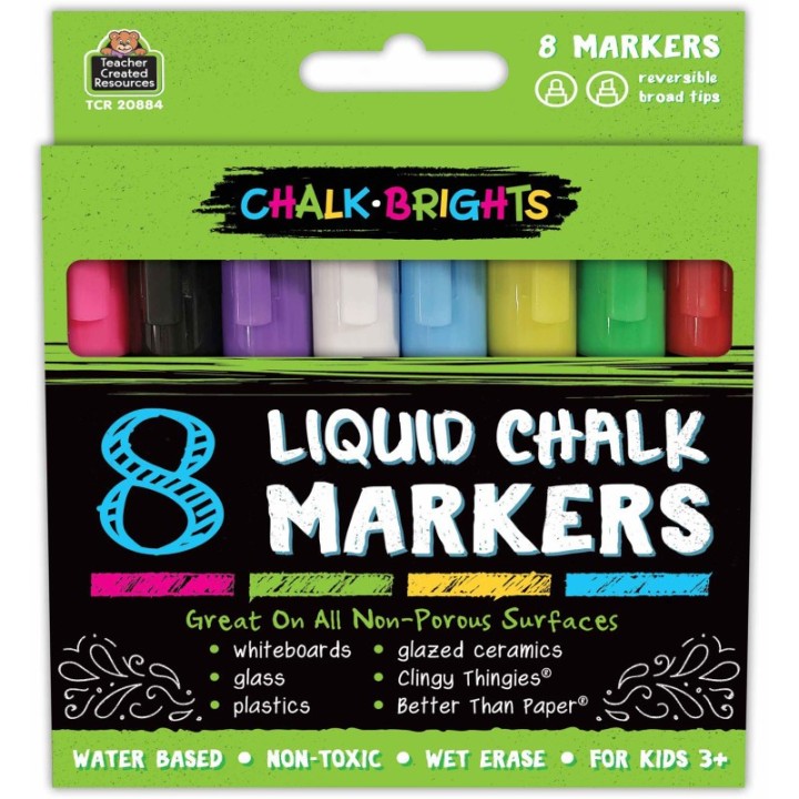 Teacher Created Resources® Chalk Brights Liquid Chalk Markers, Pack of 8