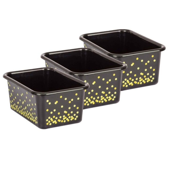 Teacher Created Resources® Black Confetti Small Plastic Storage Bin, Pack of 3