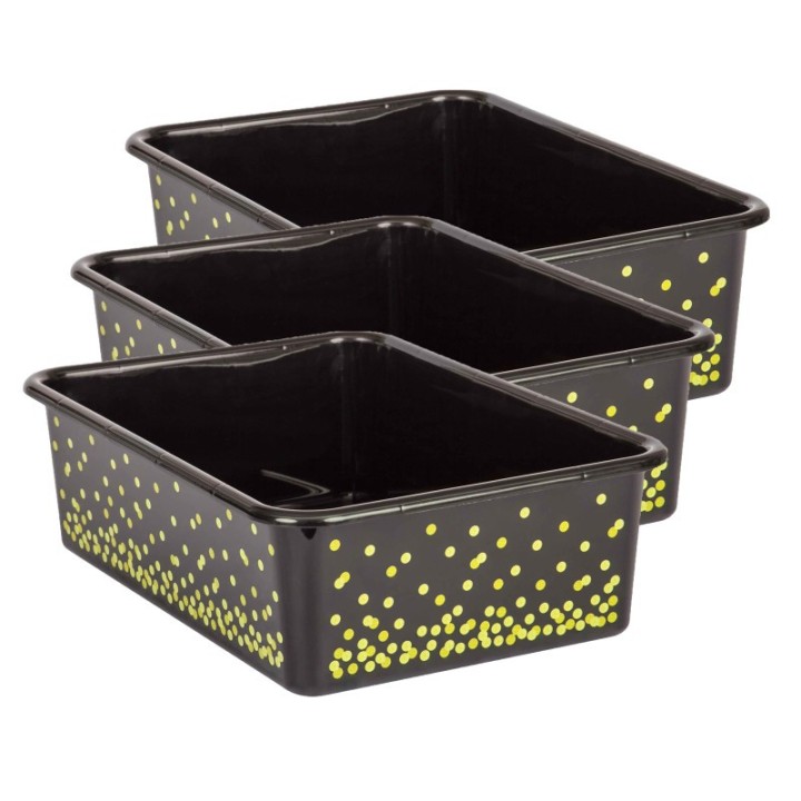 Teacher Created Resources® Black Confetti Large Plastic Storage Bin, Pack of 3