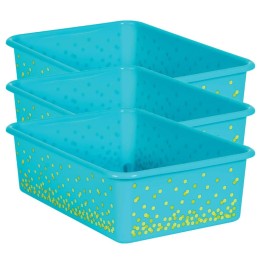 Teacher Created Resources® Teal Confetti Large Plastic Storage Bin, Pack of 3