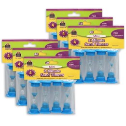 Teacher Created Resources® 2 Minute Sand Timers, Mini, 4 Per Pack, 6 Packs