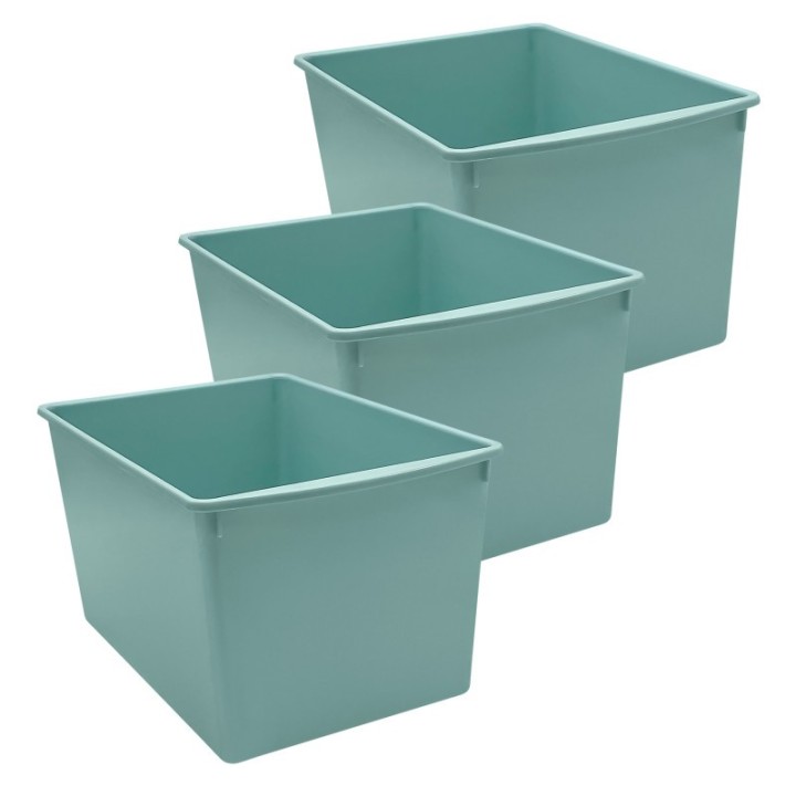 Teacher Created Resources® Plastic Multi-Purpose Bin, Calming Blue, Pack of 3