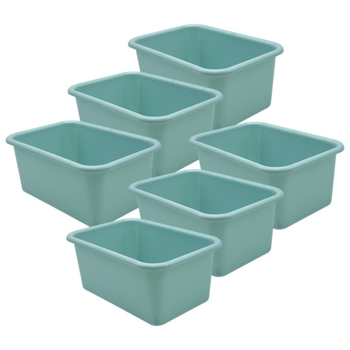 Teacher Created Resources® Small Plastic Storage Bin, Calming Blue, Pack of 6
