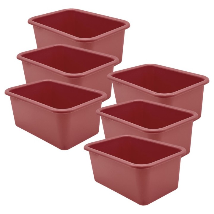 Teacher Created Resources® Small Plastic Storage Bin, Deep Rose, Pack of 6