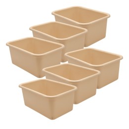 Teacher Created Resources® Small Plastic Storage Bin, Light Brown, Pack of 6