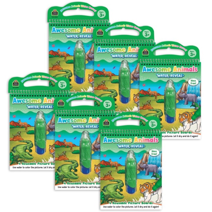 Teacher Created Resources® Awesome Animals Water Reveal Book, 6 Sets