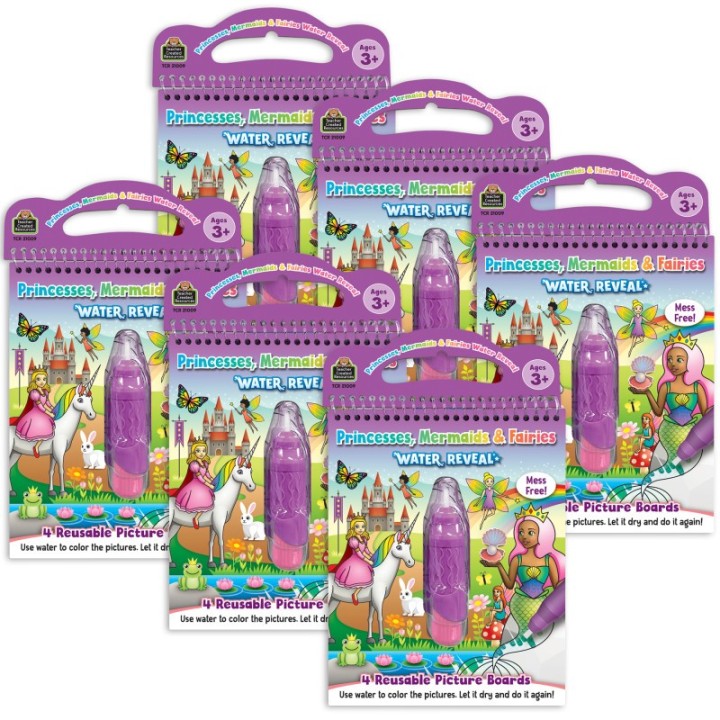 Teacher Created Resources® Princesses, Mermaids & Fairies Water Reveal Book, 6 Sets