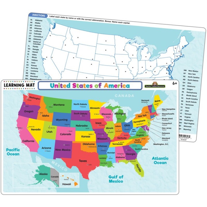 Teacher Created Resources® United States of America Map Learning Mat