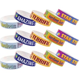Teacher Created Resources® Positive Reinforcement Brag Bracelets, 10 Designs, 100 Per Pack, 3 Packs