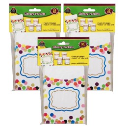 Teacher Created Resources® Confetti Library Pockets, 35 Per Pack, 3 Packs