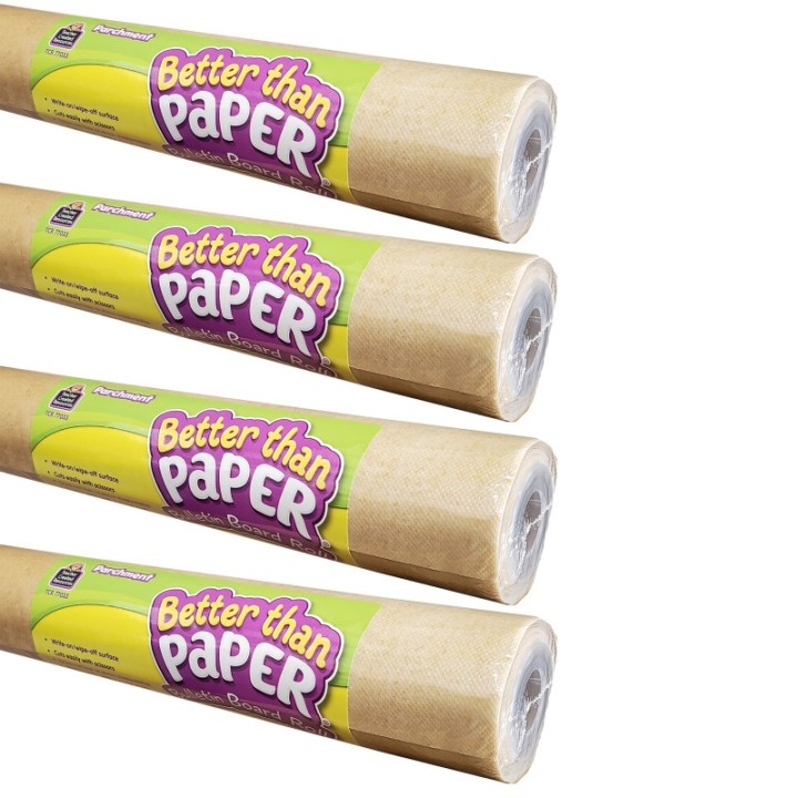 Teacher Created Resources® Better Than Paper® Bulletin Board Roll, 4' x 12', Parchment, Pack of 4