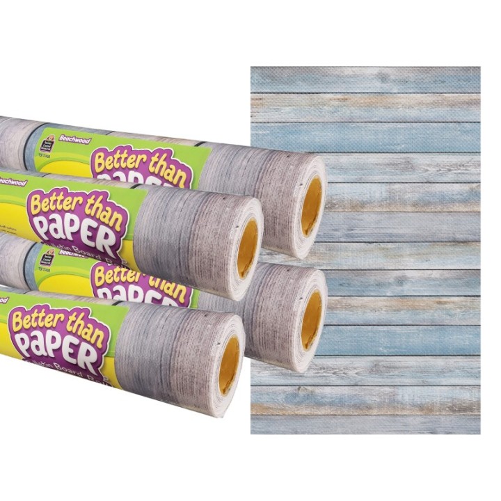 Teacher Created Resources® Beachwood Better Than Paper Bulletin Board Roll, 4' x 12', Pack of 4