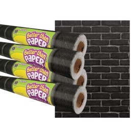 Teacher Created Resources® Black Brick Better Than Paper Bulletin Board Roll, 4' x 12', Pack of 4