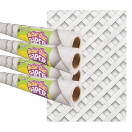 Teacher Created Resources® White Trellis Better Than Paper Bulletin Board Roll, 4' x 12', Pack of 4