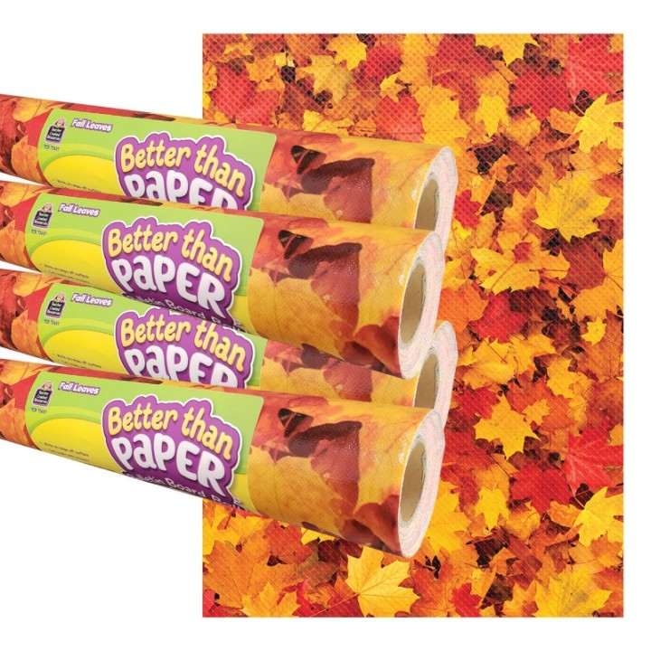 Teacher Created Resources® Fall Leaves Better Than Paper Bulletin Board Roll, 4' x 12', Pack of 4