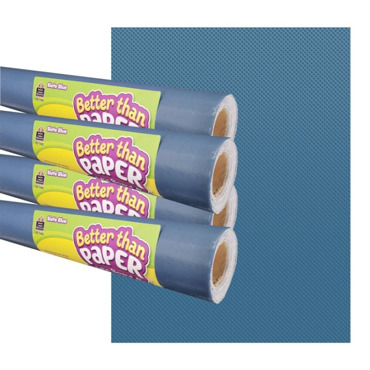Teacher Created Resources® Slate Blue Better Than Paper Bulletin Board Roll, 4' x 12', Pack of 4