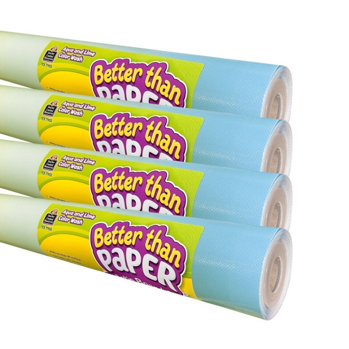 Teacher Created Resources® Better Than Paper Bulletin Board Roll, Agua and Lime Color Wash, 4-Pack