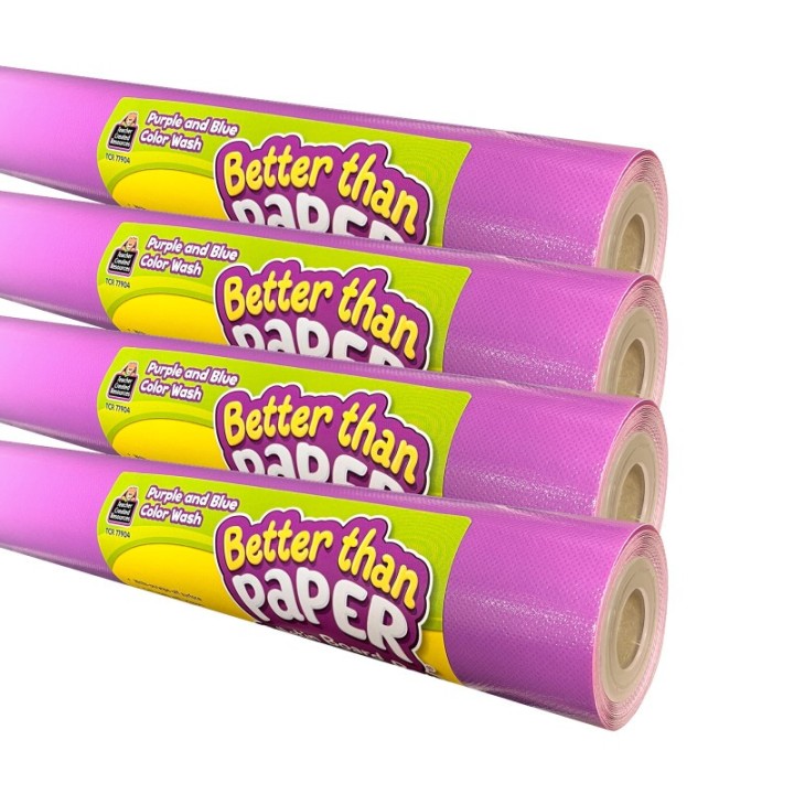 Teacher Created Resources® Better Than Paper Bulletin Board Roll, Purple and Blue Color Wash, 4-Pack