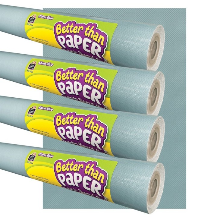 Teacher Created Resources® Better Than Paper® Bulletin Board Roll, 4' x 12', Stone Blue, 4 Rolls