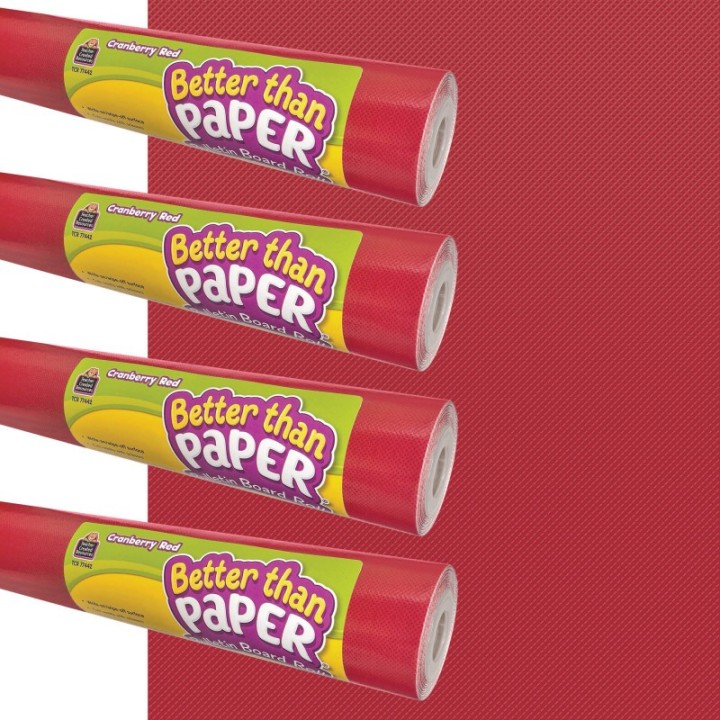 Teacher Created Resources® Better Than Paper® Bulletin Board Roll, 4' x 12', Cranberry Red, 4-Pack