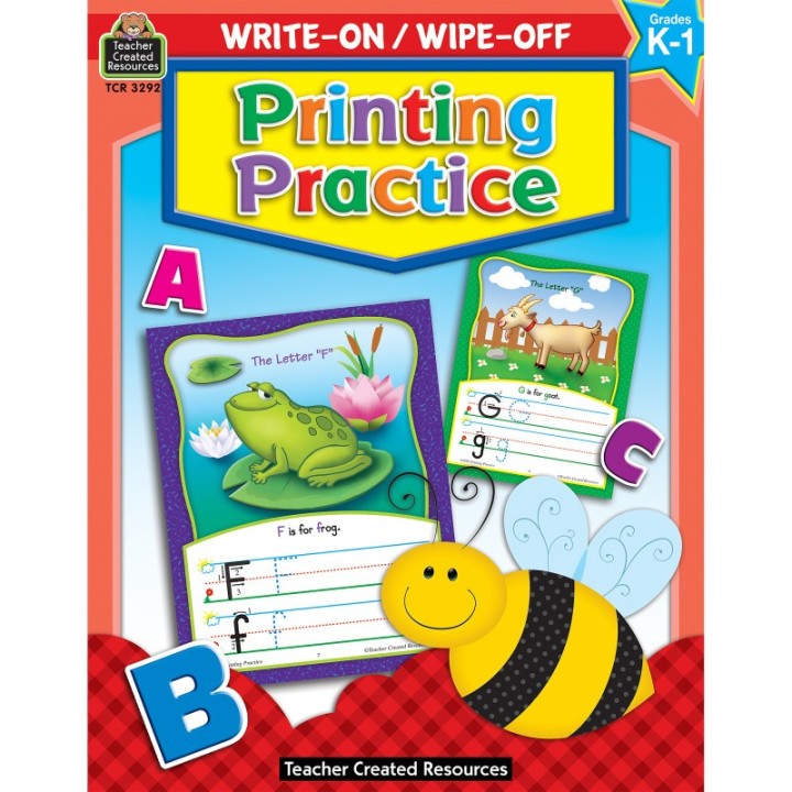 Teacher Created Resources® Printing Practice Write-On Wipe-Off Book, Grade K-1