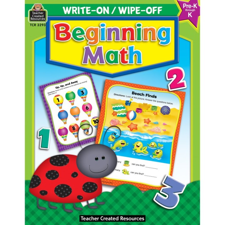 Teacher Created Resources® Beginning Math Write-On Wipe-Off Book, Grade PK-K