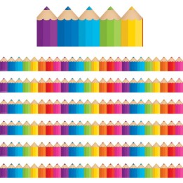 Teacher Created Resources® Colored Pencils Die-Cut Border Trim, 35 Feet Per Pack, 6 Packs