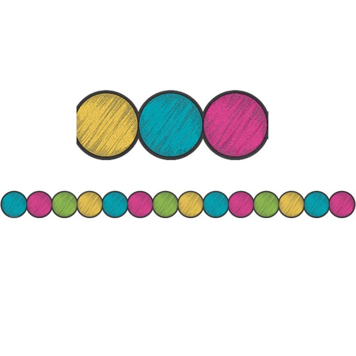 Teacher Created Resources® Chalkboard Brights Circles Die-Cut Border Trim, 35 Feet