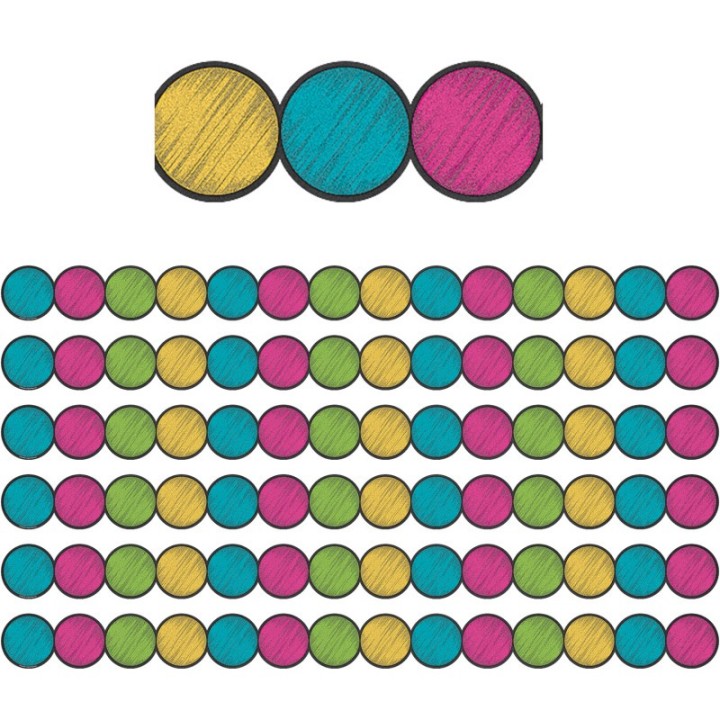 Teacher Created Resources® Chalkboard Brights Circles Die-Cut Border Trim, 35 Feet Per Pack, 6 Packs
