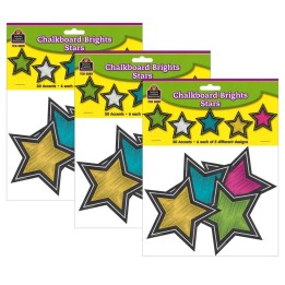 Teacher Created Resources® Chalkboard Brights Stars Accents, 30 Per Pack, 3 Packs
