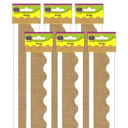 Teacher Created Resources® Burlap Design Scalloped Border Trim, 35 Feet Per Pack, 6 Packs