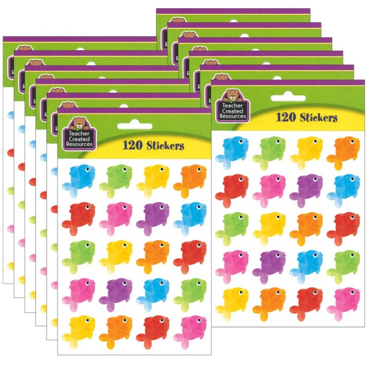 Teacher Created Resources® Colorful Fish Stickers, 120 Per Pack, 12 Packs