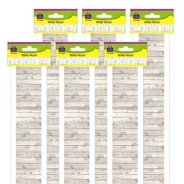 Teacher Created Resources® White Wood Design Straight Border Trim, 35 Feet Per Pack, 6 Packs